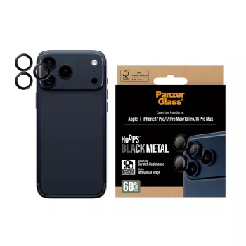PanzerGlass ® Hoops® Kamera-Linsenschutz Schwarz iPhone 17 Pro | iPhone 17 Pro Max | iPhone 16 Pro | 16 Pro Max