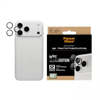 Kameraschutz PanzerGlass Hoops Transparent für iPhone 17 Pro / 17 Pro Max / 16 Pro / 16 Pro Max, gehärtetes Glas, Silikon, 1 Stück