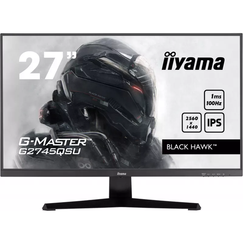 27 Zoll IIYAMA G-MASTER G2745QSU-B2 Gaming Monitor, 2560×1440 WQHD, IPS, 100 Hz, 1 ms, HDMI/DP, USB 3.2 Hub, Lautsprecher, VESA
