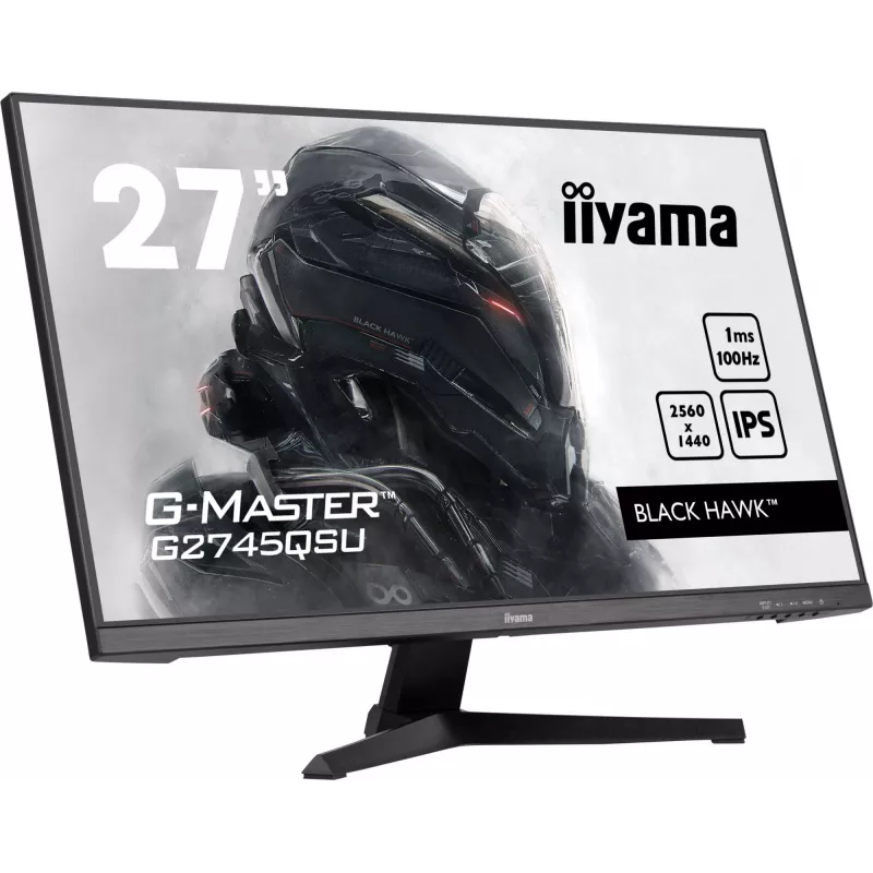 27 Zoll IIYAMA G-MASTER G2745QSU-B2 Gaming Monitor, 2560×1440 WQHD, IPS, 100 Hz, 1 ms, HDMI/DP, USB 3.2 Hub, Lautsprecher, VESA