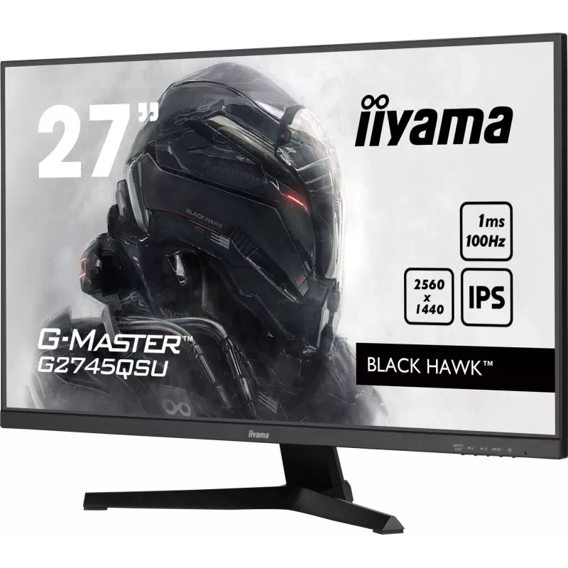 27 Zoll IIYAMA G-MASTER G2745QSU-B2 Gaming Monitor, 2560×1440 WQHD, IPS, 100 Hz, 1 ms, HDMI/DP, USB 3.2 Hub, Lautsprecher, VESA