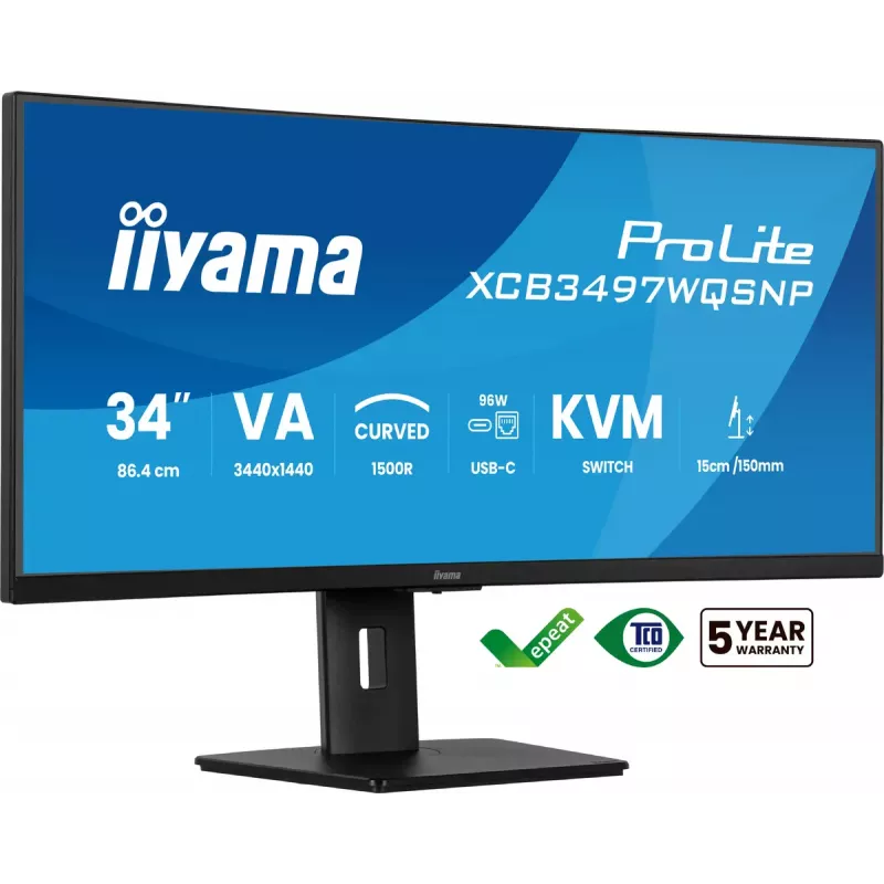 iiyama ProLite XCB3497WQSNP-B1 Computer Monitor 86,4 cm (34 Zoll) 3440 x 1440 Pixel UltraWide Quad HD LED Schwarz