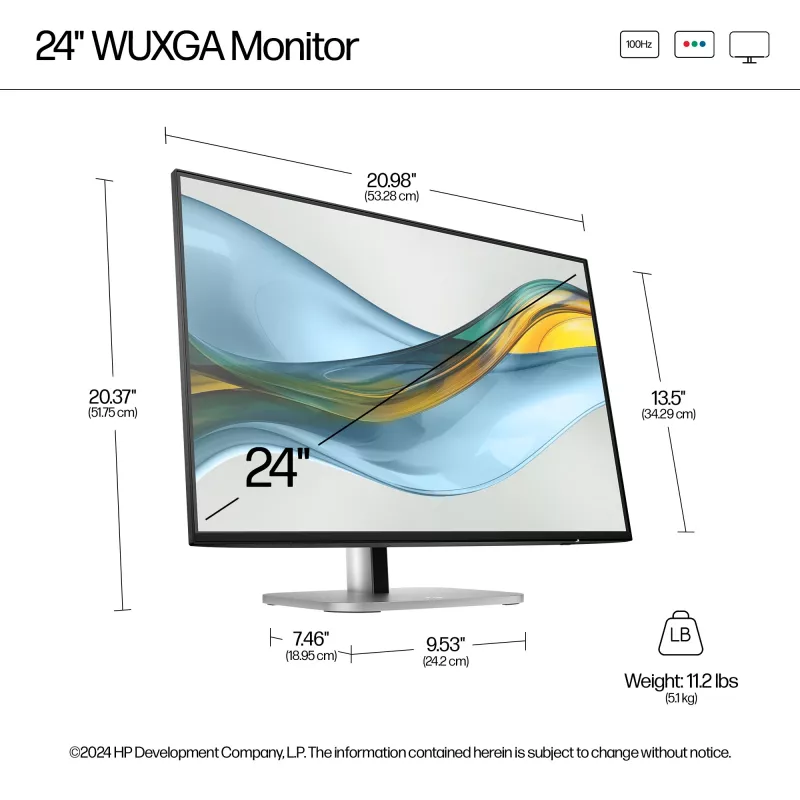 HP Series 5 Pro 24 Zoll WUXGA Monitor - 524pn, 61 cm (24 Zoll), 1920 x 1200 Pixel, WUXGA, LCD, 5 ms, Schwarz