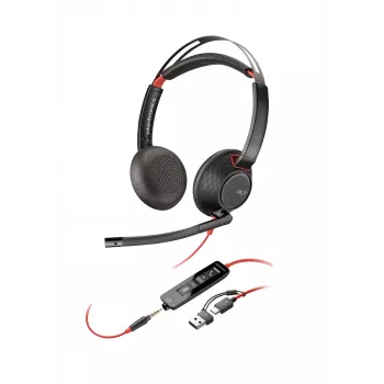 HP Poly Blackwire 5220 Stereo USB-C Headset + 3,5-mm-Klinkenstecker + USB-C/A-Adapter