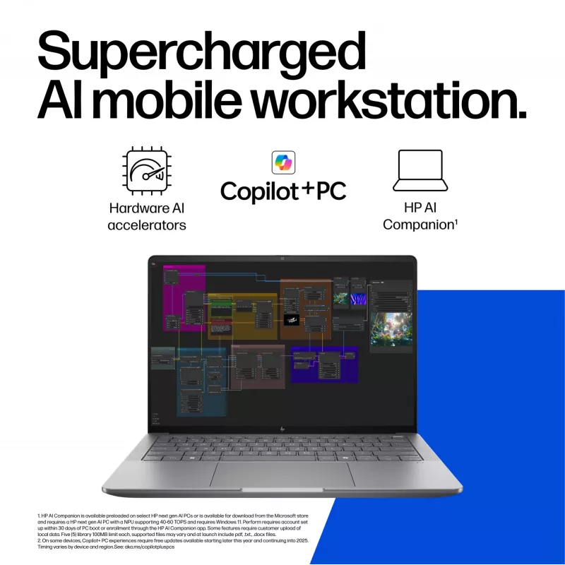 HP ZBook Ultra G1a Copilot+ PC AMD Ryzen AI Max PRO 390 35,6 cm (14 Zoll) WUXGA 32 GB LPDDR5x-SDRAM Wi-Fi 7 (802.11be) Windows 11 Pro AI Workstation, AI PC Silber