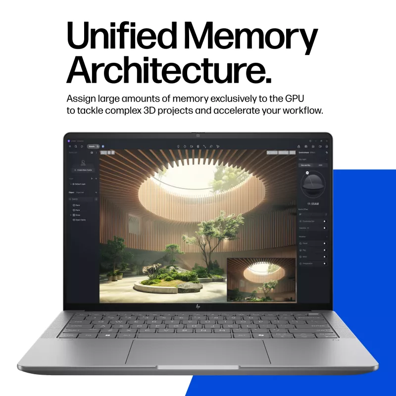 HP ZBook Ultra G1a Copilot+ PC AMD Ryzen AI Max PRO 390 35,6 cm (14 Zoll) WUXGA 32 GB LPDDR5x-SDRAM Wi-Fi 7 (802.11be) Windows 11 Pro AI Workstation, AI PC Silber