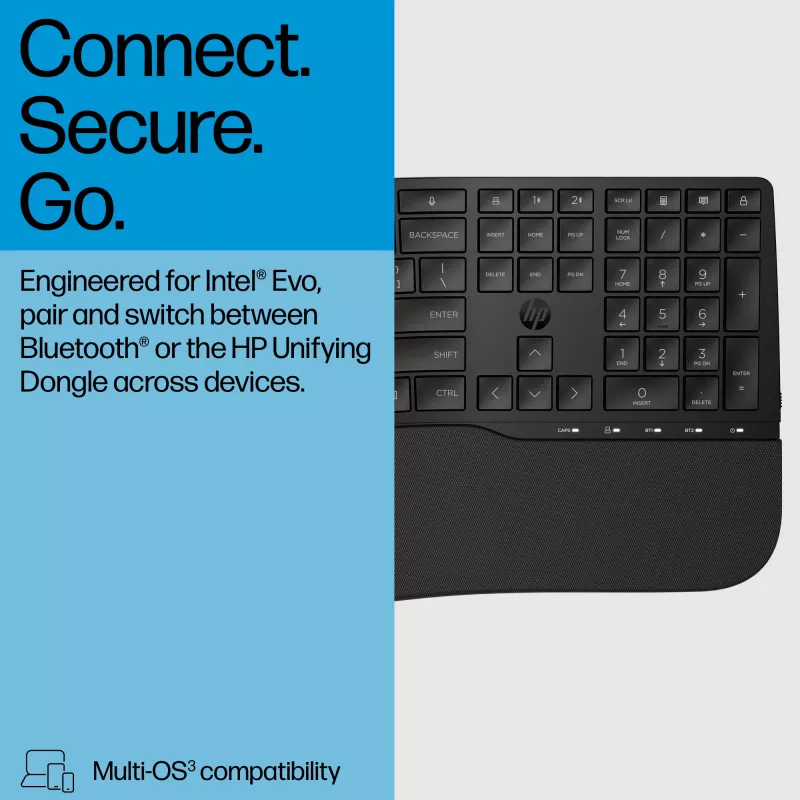HP 685 Comfort Dual-Mode Keyboard Full-size Wireless Bluetooth Membrane