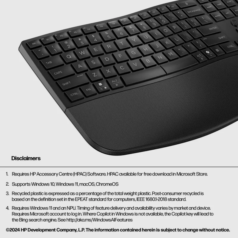 HP 685 Comfort Dual-Mode Keyboard Full-size Wireless Bluetooth Membrane