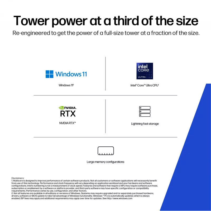 HP Z2 SFF G1i Intel Core Ultra 7 265K 32 GB DDR5-SDRAM NVIDIA RTX A400 Windows 11 Pro Workstation KI-Workstation, KI-PC