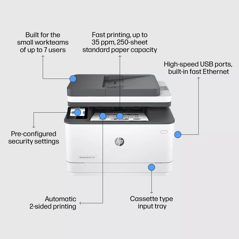 Drucker HP LaserJet Pro 3002dn Laser Grau Weiß