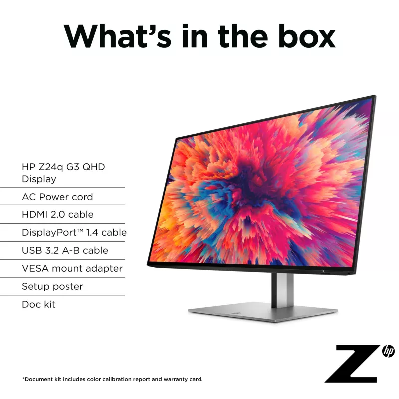 HP Z24q G3 QHD Display, 60,5 cm (23,8 Zoll), 2560 x 1440 Pixel, Quad HD, LCD, 5 ms, Silber