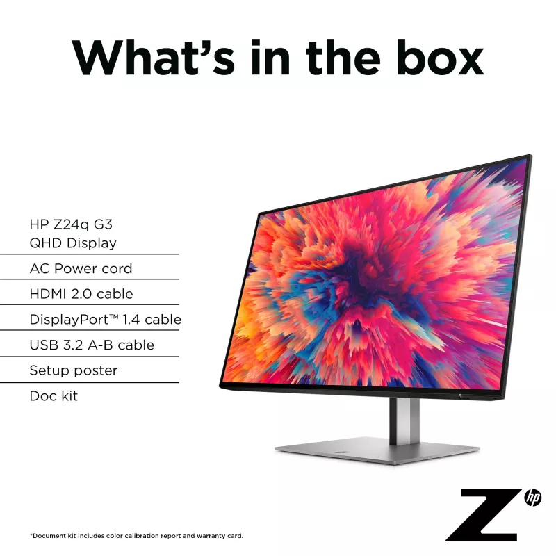 HP Z24q G3 QHD Display, 60,5 cm (23,8 Zoll), 2560 x 1440 Pixel, Quad HD, LCD, 5 ms, Silber
