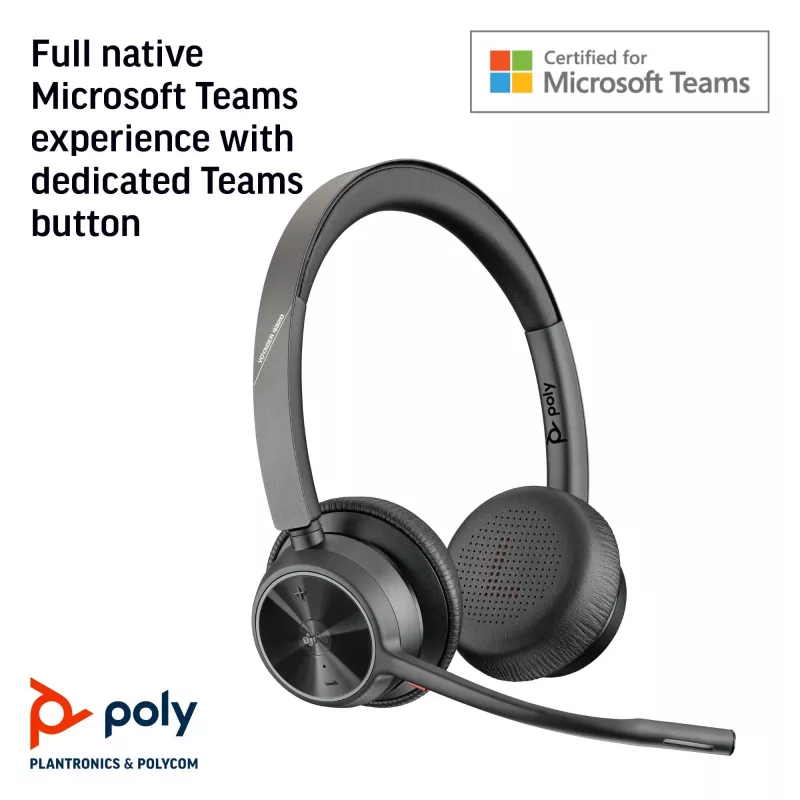 HP Poly Voyager 4320 Microsoft Teams zertifiziertes USB-A-Headset + BT700-Dongle