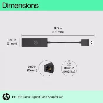 HP USB 3.0 auf Gigabit RJ45 Adapter G2, Kabelgebunden, USB, Ethernet, Schwarz