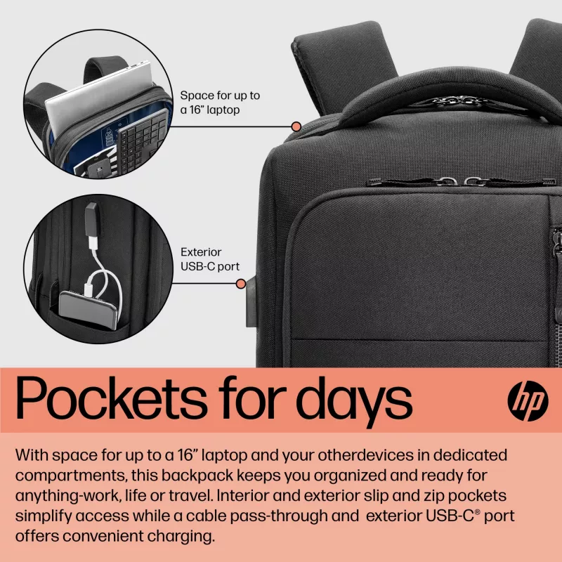 HP Renew Executive 16-Zoll-Laptop-Rucksack, Rucksack, 40,9 cm (16,1 Zoll), 890 g