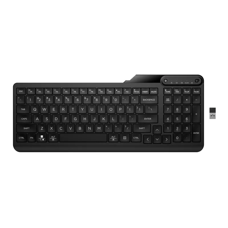 HP 475 Dual-Mode Wireless Keyboard, Full-size (100%), Wireless, RF Wireless + Bluetooth, Membrane, Schwarz