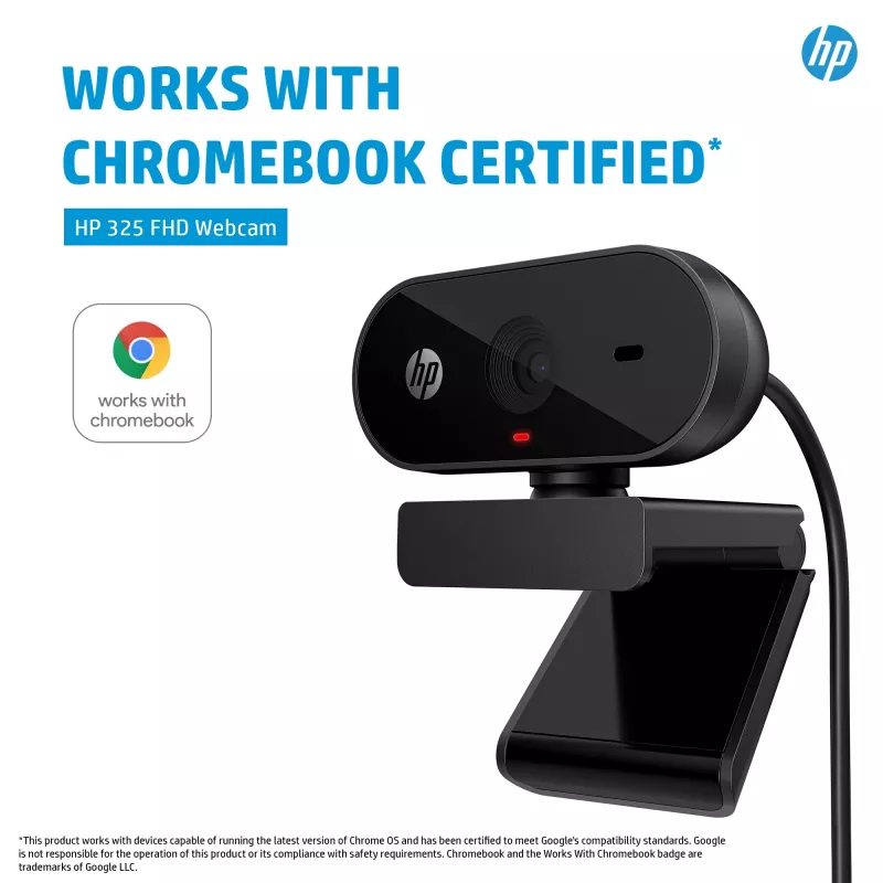 HP 325 FHD Webcam, Business, Windows 10, Windows 11, MacOS, 72 mm, 53,6 mm, 53,2 mm
