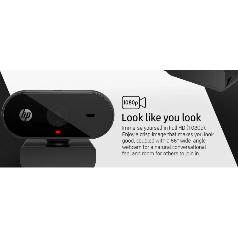 HP 325 FHD Webcam, Business, Windows 10, Windows 11, MacOS, 72 mm, 53,6 mm, 53,2 mm