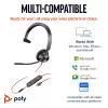 HP Poly Schwarzwire 3315 Monaural Microsoft Teams Certified USB-C Headset +3,5-mm-Klinke +USB-C/A-Adapter