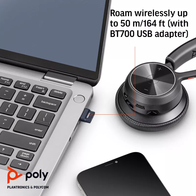 HP Poly Voyager 4310 USB-C Headset + BT700 Dongle + Ladestation