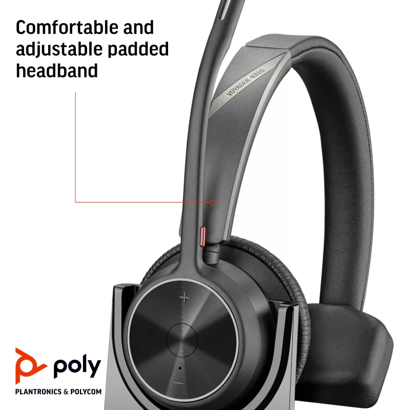 HP Poly Voyager 4310 USB-C Headset + BT700 Dongle + Ladestation