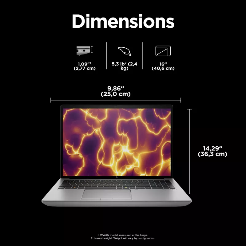 HP ZBook Fury 16 G11 Intel® Core™ i9 i9-14900HX 40,6 cm (16 Zoll) WQUXGA 64 GB DDR5-SDRAM NVIDIA RTX 4000 Ada Wi-Fi 7 (802.11be) Windows 11 Pro AI Workstation, AI PC