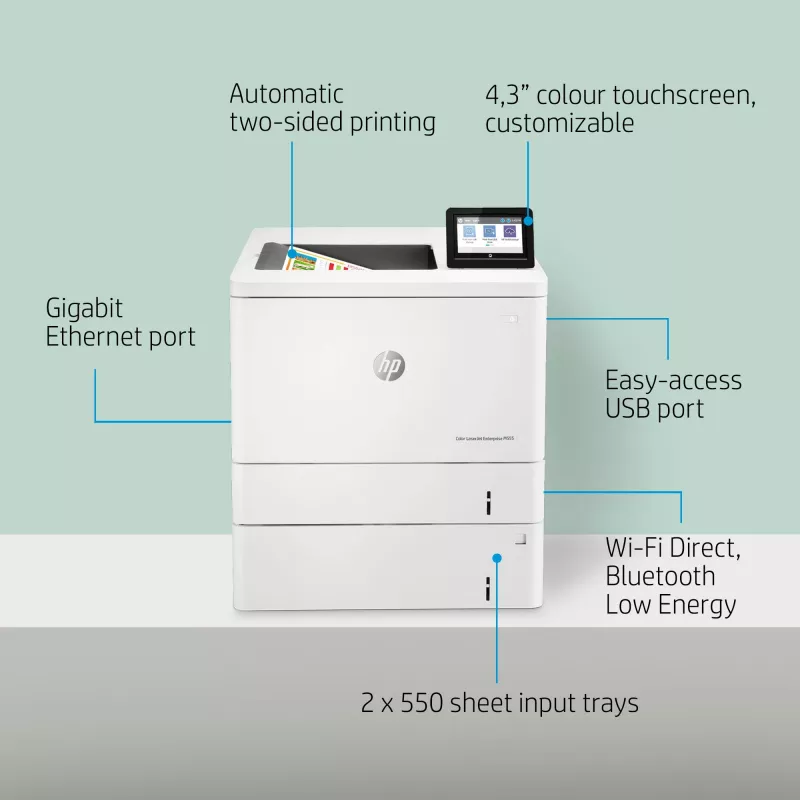 HP Color LaserJet Enterprise M555x, Laser, Farbe, 1200 x 1200 DPI, A4, 38 ppm, Duplexdruck