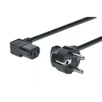 DIGITUS AK-440102-018-S Netzanschlusskabel, CEE 7/7 (Typ F, Schuko) auf IEC C13, 90° gewinkelt, Stecker/Buchse, 1,8 m, H05VV-F3G, 250 V, 10 A, Schwarz