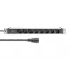 DIGITUS 1U Aluminium-PDU, 8x italienische Ausgänge, Vorsicherungs-10A-Stecker, 250VAC
