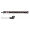 DIGITUS PDU - 1U Aluminium-Rackmontage 7x Sicherheit + 1x Ausgang 16A 4000W 250VAC 50/60Hz Überlastschutz