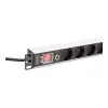 DIGITUS PDU - 1U Aluminium-Rackmontage 7x Sicherheit + 1x Ausgang 16A 4000W 250VAC 50/60Hz Überlastschutz