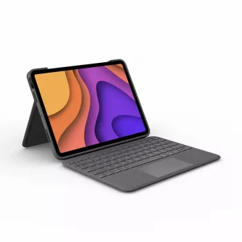 LOGITECH Folio Touch Tastaturhülle mit Hintergrundbeleuchtung und Trackpad Oxford Grau für iPad Air (4. Generation) Deutsch Qwertz