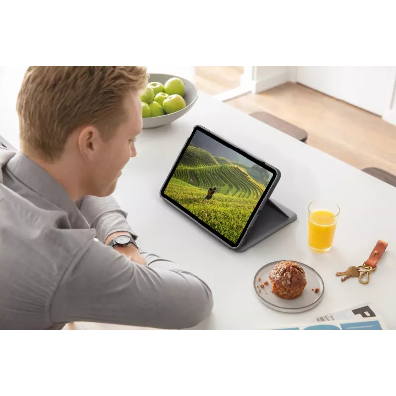 LOGITECH Folio Touch Tastaturhülle mit Hintergrundbeleuchtung und Trackpad Oxford Grau für iPad Air (4. Generation) Deutsch Qwertz
