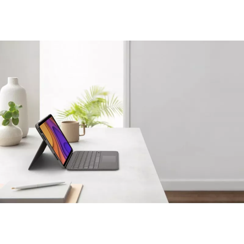 LOGITECH Folio Touch Tastaturhülle mit Hintergrundbeleuchtung und Trackpad Oxford Grau für iPad Air (4. Generation) Deutsch Qwertz