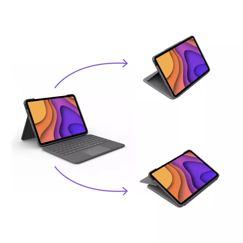 LOGITECH Folio Touch Tastaturhülle mit Hintergrundbeleuchtung und Trackpad Oxford Grau für iPad Air (4. Generation) Deutsch Qwertz