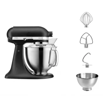 Küchenmaschine KITCHENAID ARTISAN 5KSM185PS — 4,8 L Edelstahlschüssel, 300 W, 10 Geschwindigkeiten, schwarz