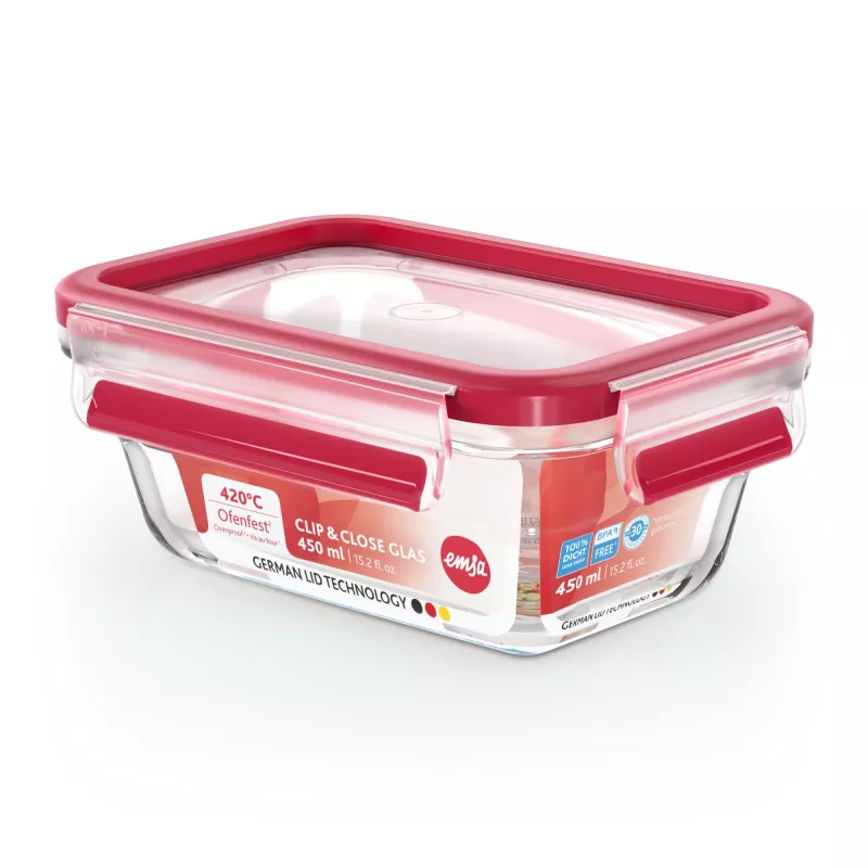 EMSA CLIP & CLOSE N10405 Rechteckige Dose 0,8 l transparent, 1 Stk.