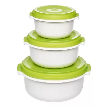 EMSA 509741 Vorratsdose Rund Set Grün, Weiß 3 Stück