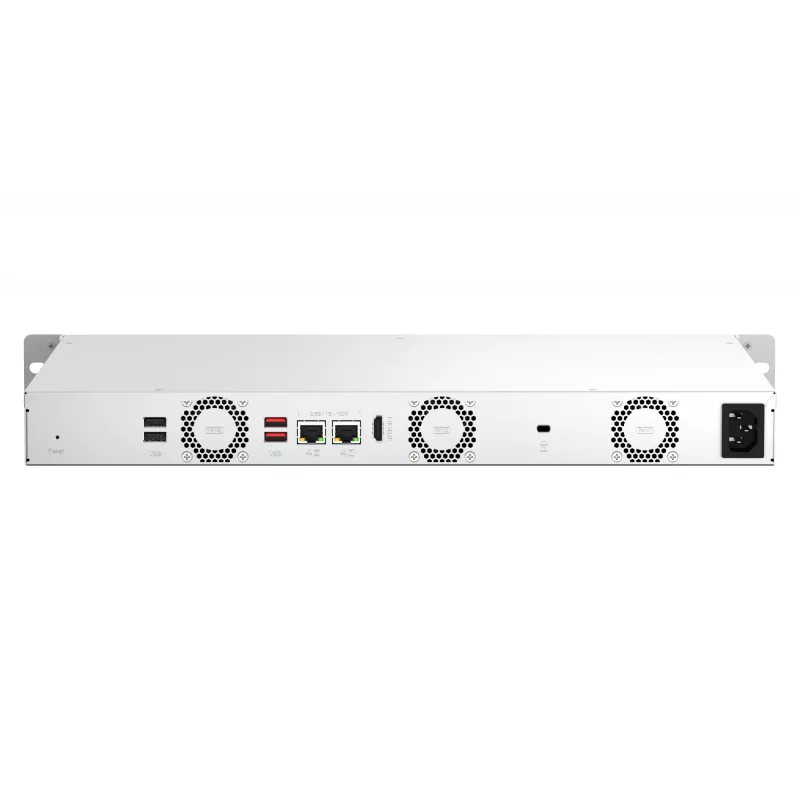 QNAP TS-464eU NAS Rack (1U) Intel® Celeron® N5095 8 GB DDR4 0 TB QNAP Turbo System Aluminium, Schwarz