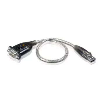 ATEN USB-auf-Seriell-Konverter, Edelstahl, Transparent, Schwarz, 0,35 m, USB Typ-A, DB-9, Stecker, Stecker