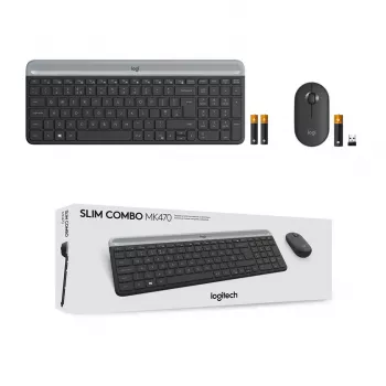 Logitech MK470 Kabellose Tastatur+Maus, Graphit, Maus inklusive, QWERTY US, USB