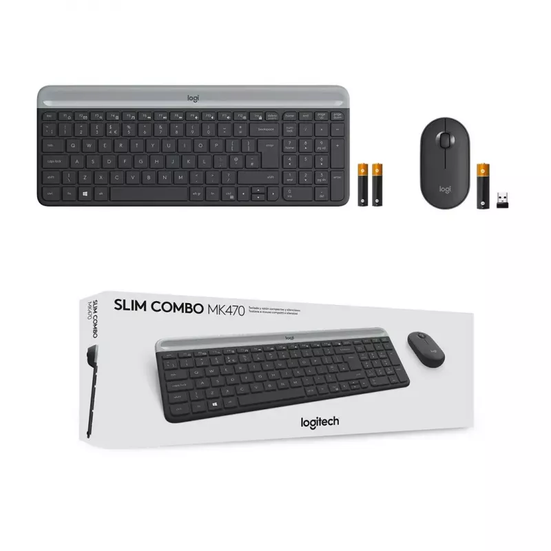 Logitech MK470 Kabellose Tastatur+Maus, Graphit, Maus inklusive, QWERTY US, USB