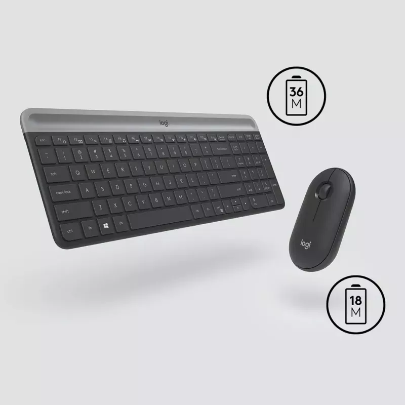 Logitech MK470 Kabellose Tastatur+Maus, Graphit, Maus inklusive, QWERTY US, USB