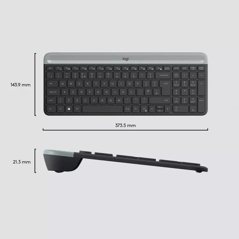 Logitech MK470 Kabellose Tastatur+Maus, Graphit, Maus inklusive, QWERTY US, USB