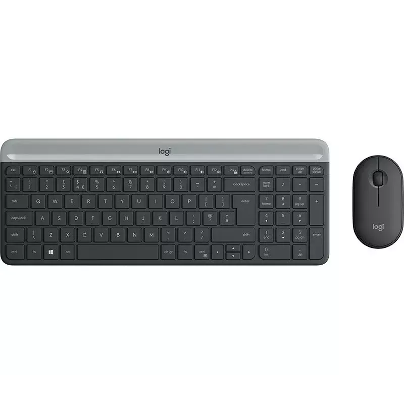 Logitech MK470 Kabellose Tastatur+Maus, Graphit, Maus inklusive, QWERTY US, USB
