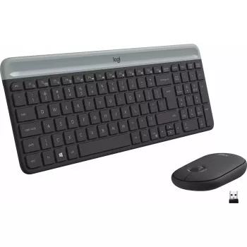 Logitech MK470 Kabellose Tastatur+Maus, Graphit, Maus inklusive, QWERTY US, USB
