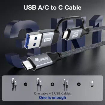 Equip 128432 USB-Kabel USB 3.2 Gen 2x2 2 m USB A/USB C USB C Schwarz