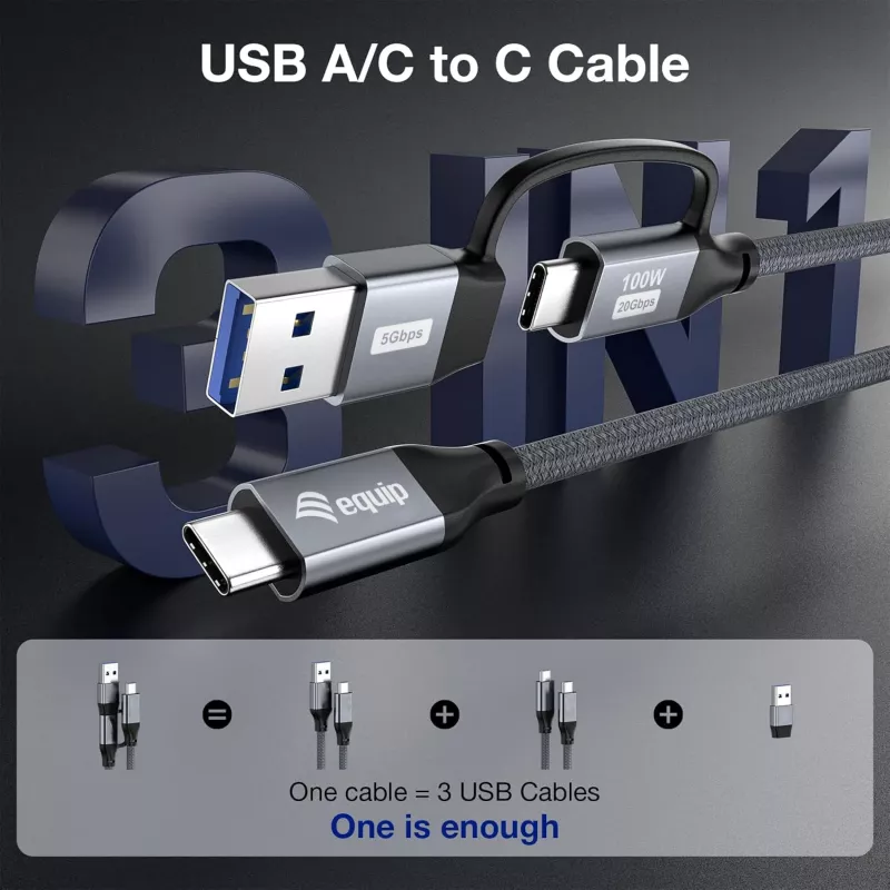 Equip 128432 USB-Kabel USB 3.2 Gen 2x2 2 m USB A/USB C USB C Schwarz
