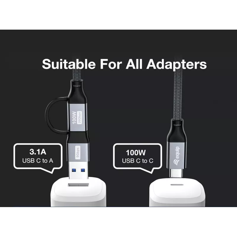 Equip 128432 USB-Kabel USB 3.2 Gen 2x2 2 m USB A/USB C USB C Schwarz