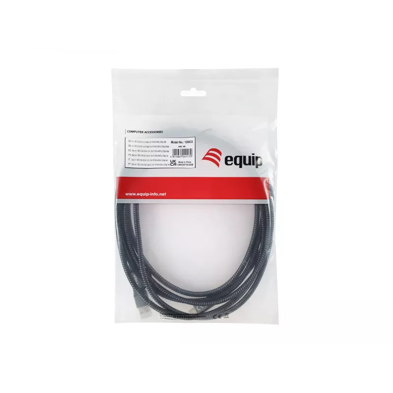 Equip 128433 USB-Kabel USB 3.2 Gen 2x2 3 m USB A/USB C USB C Schwarz